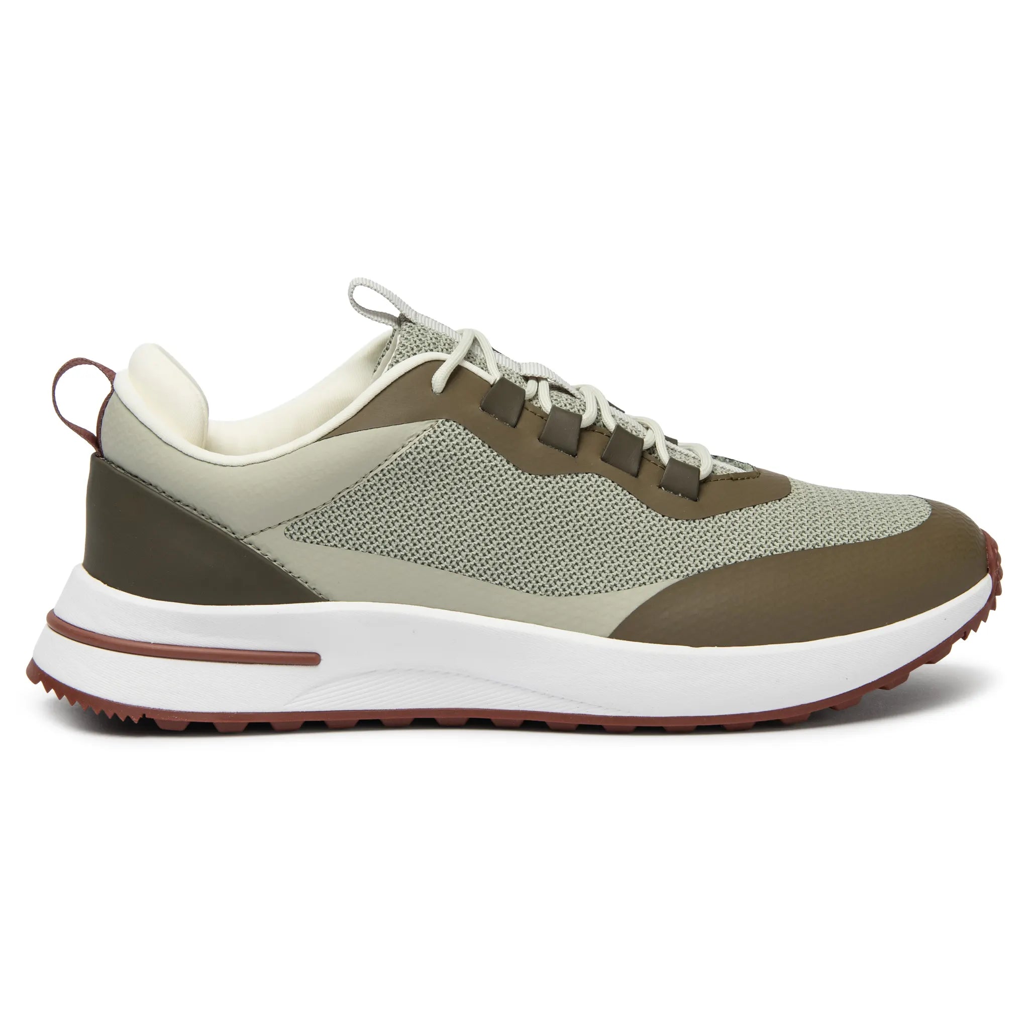 Front View of Loro Piana Week End Walk Frost Dark Green Linen Mesh Sneaker FAM1718_F7X9